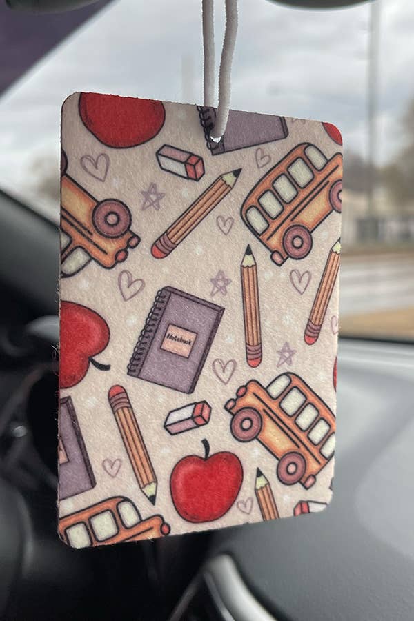 TEACHER APPLE AND BUS CAR AIR FRESHENER