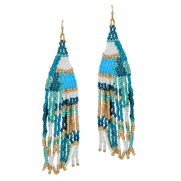 TASSEL EARRINGS W SEED BEADS