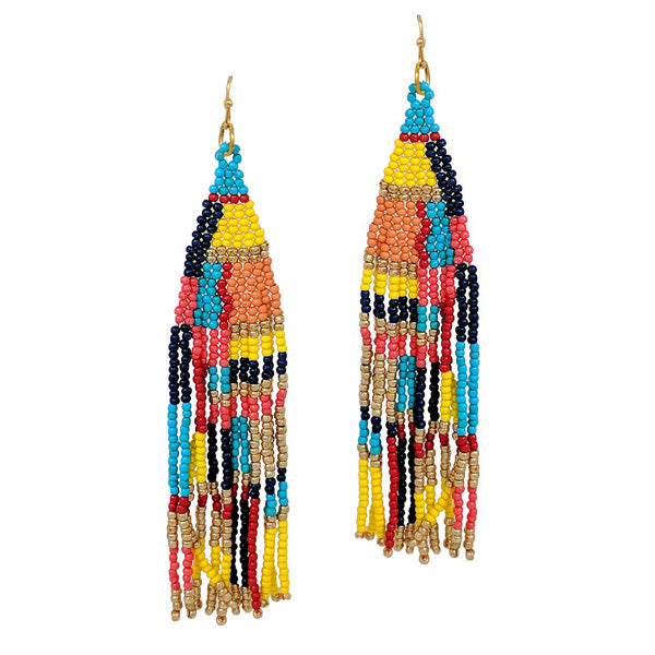 TASSEL EARRINGS W SEED BEADS