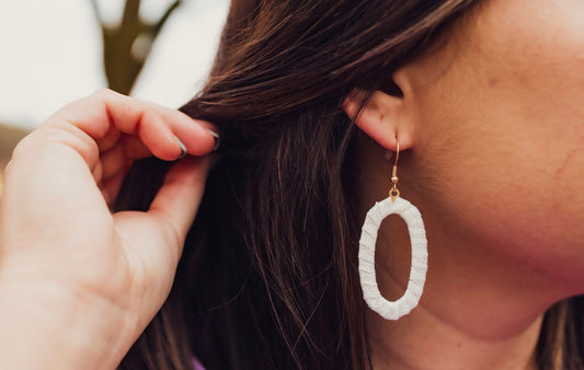 SPRING DROP - METALLIC THREADED OVAL DROP EARRINGS