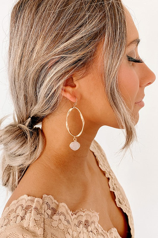 TWISTED HOOP WITH STONE EARRINGS