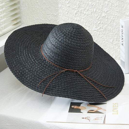 SOLID COLOR FLOPPY STRAW HAT