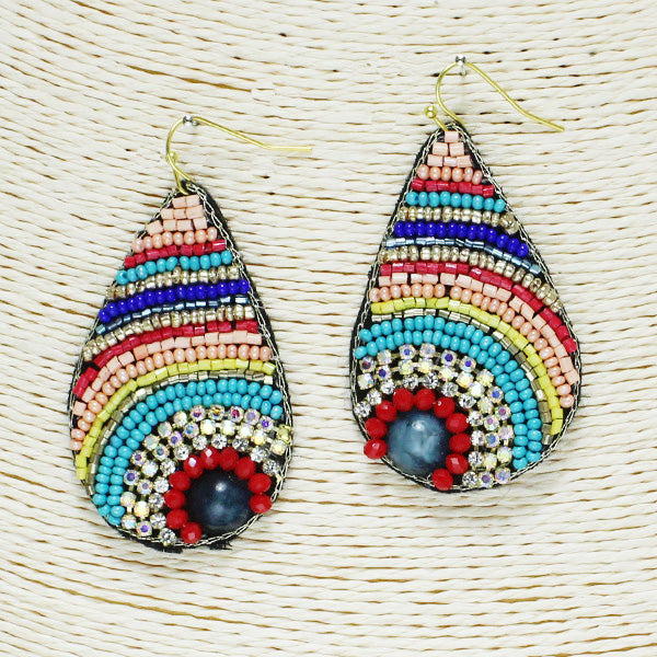 MULTI TEARDROP BEADED EARRING