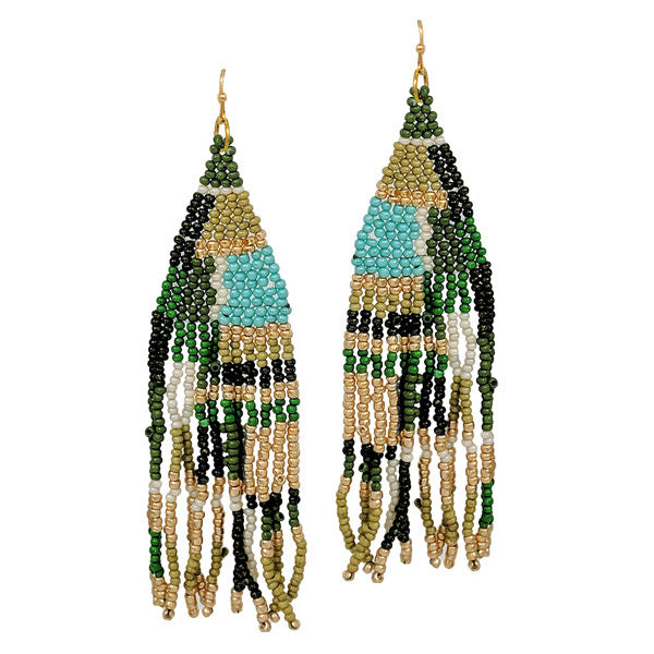 TASSEL EARRINGS W SEED BEADS