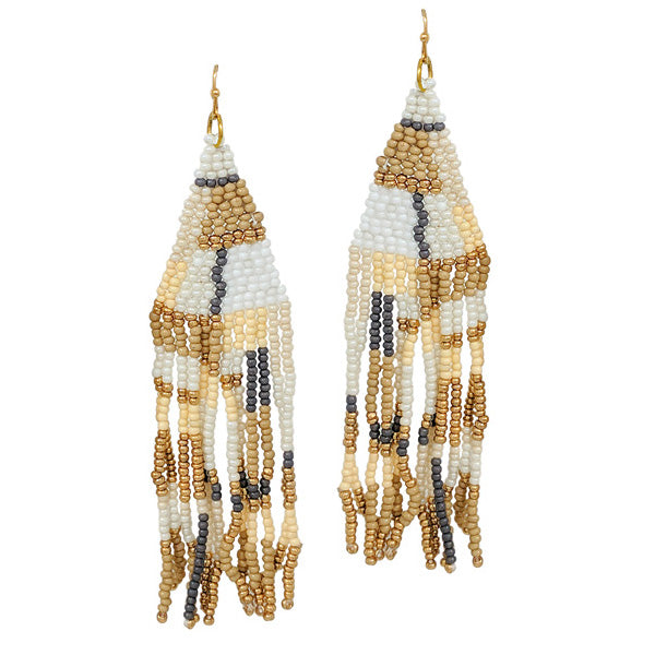 TASSEL EARRINGS W SEED BEADS